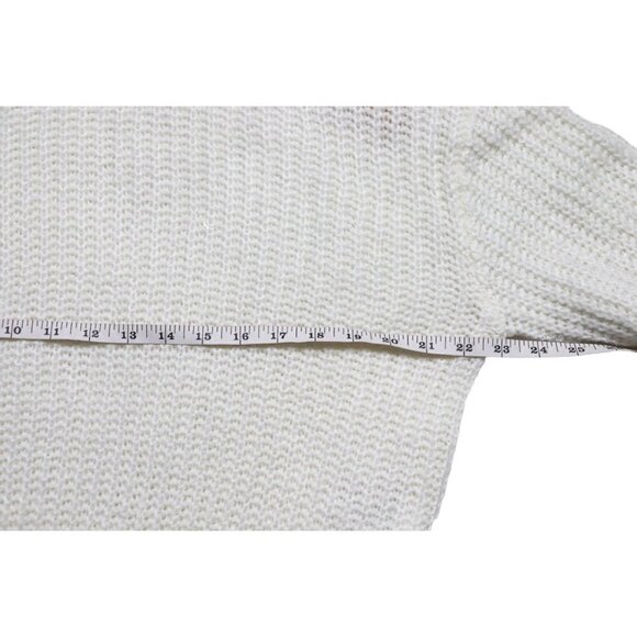 H & M Divided White Round Neck Knitted Dropped Shoulder Knit Sweater Women Small - Picture 7 of 8